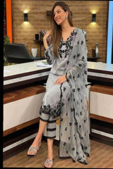 AGHA NOOR LINEN UNSTITCHED EMB 3PC
