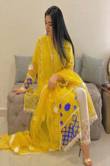 QALAMKAR ORGANZA UNSTICH EMB 3PC
