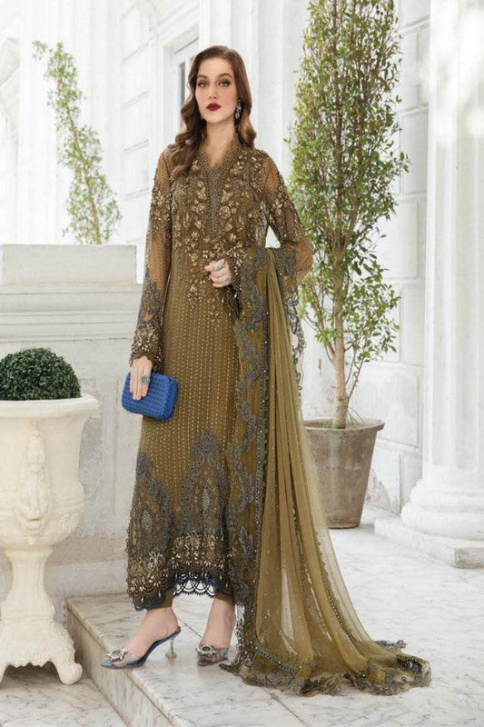 MARIA.B CHIFFON UNSTITCHED EMB SUIT D-08