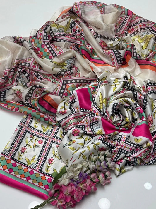 Shamoze Silk Digital 3pc Unstitched Suit 24