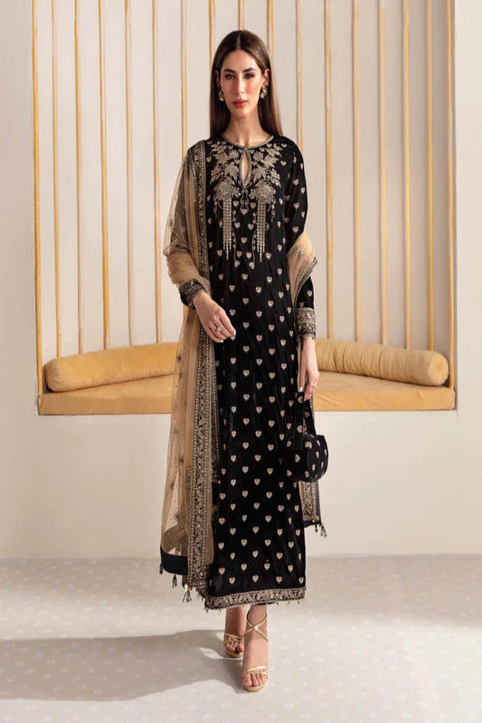 JAZMIN VELVET UNSTITCHED EMB 3PC