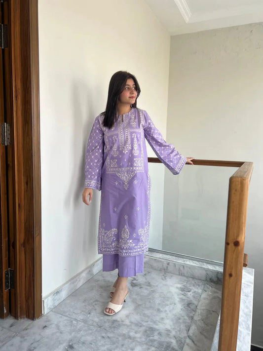 URGE-2PC DHANAK EMBROIDERED SHIRT AND EMBROIDRED SLEEVES