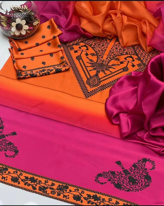 Shamoze Silk Digital Tye ‘N’ Dye 3pc Unstitched Suit - 14
