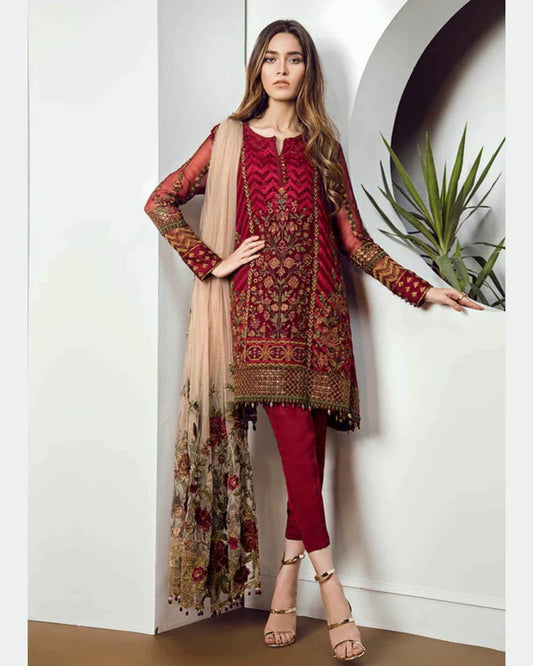 BAROQUE LINEN UNSTITCHED EMB 3PC