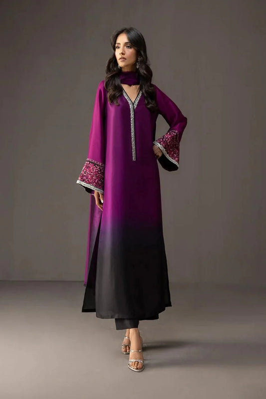 Shamoze Silk Digital Tye ‘N’ Dye 3pc Unstitched Suit - 25