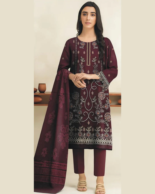 MIRAAL VOL#2 DHANAK UNSTITCHED EMB 3PC