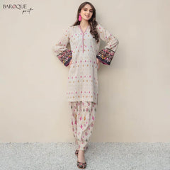 BAROQUE LINEN UNSTITCHED EMB 2PC