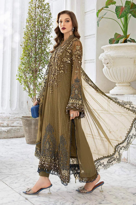MARIA.B CHIFFON UNSTITCHED EMB SUIT D-08