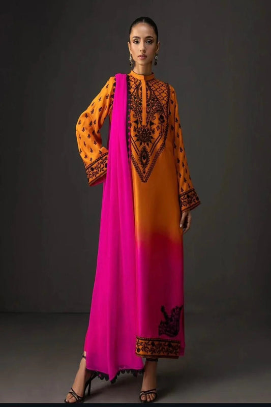 Shamoze Silk Digital Tye ‘N’ Dye 3pc Unstitched Suit - 14