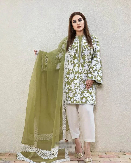 AGHA NOOR LINEN UNSTITCHED EMB 3PC