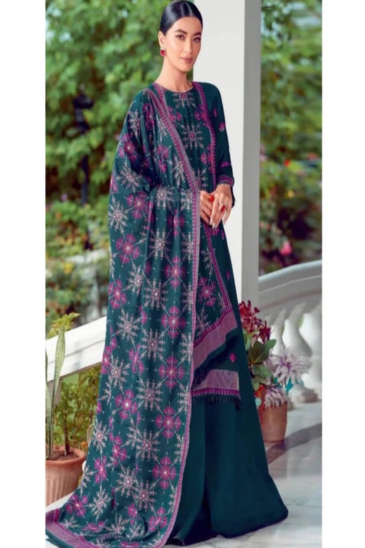 BAREEZE KARANDI UNSTICH EMB 3PC WITH KARANDI SHAWL