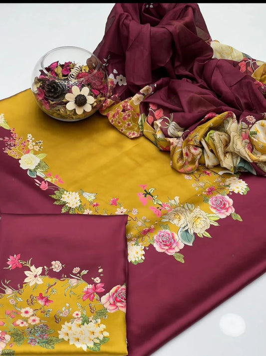 Shamoze Silk Digital 3pc Unstitched Suit -29