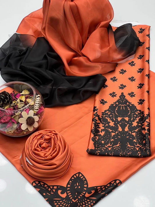 -41% Shamoze Silk Digital Tye ‘N’ Dye 3pc Unstitched Suit - 07