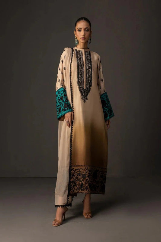 Shamoze Silk Digital Tye ‘N’ Dye 3pc Unstitched Suit -22