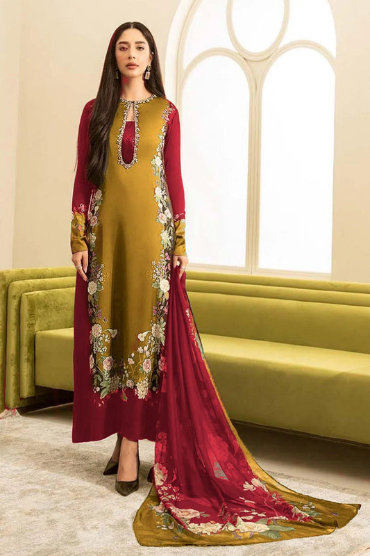 Shamoze Silk Digital 3pc Unstitched Suit -29