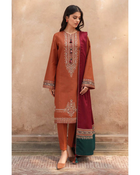 JAZMIN DHANAK LUXURY UNSTITCHED EMB 3PC