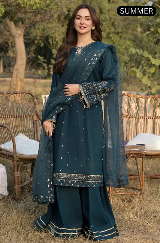 Qalamkar - Summer 3PC Lawn Emb Suit -