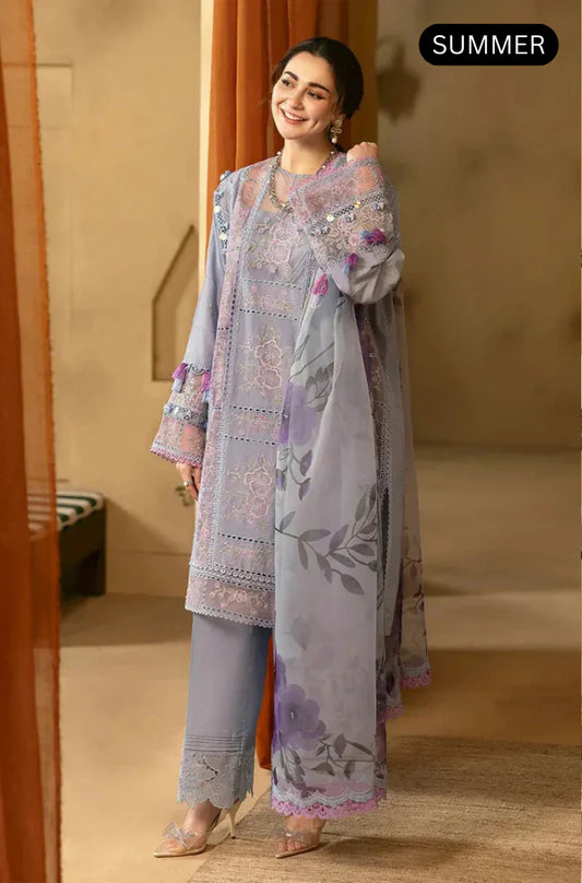 Qalamkar - 3PC Lawn Embroidered Suit With Embroidered Dupatta