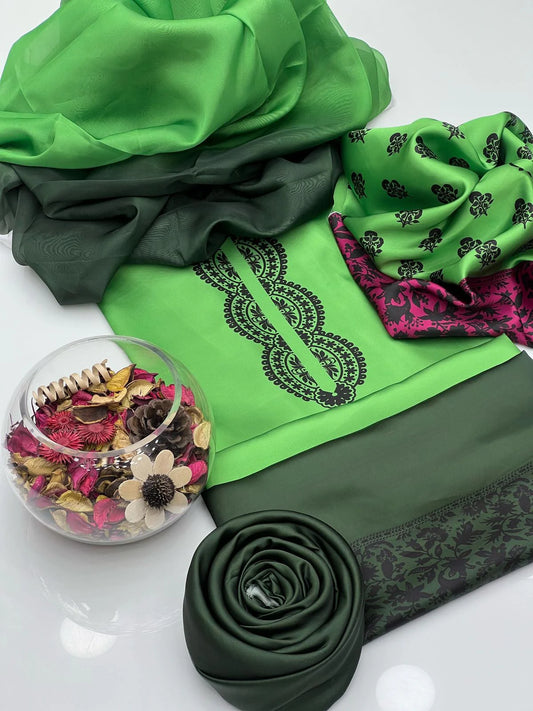 Shamoze Silk Digital Tye ‘N’ Dye 3pc Unstitched Suit - 05