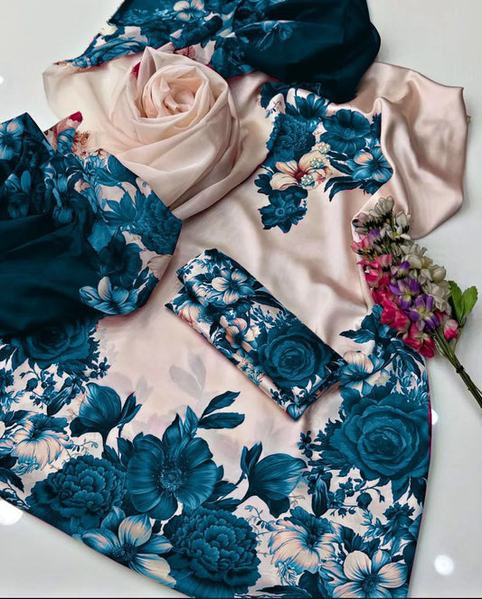Shamoze Silk Digital Tye ‘N’ Dye 3pc Unstitched Suit - 15