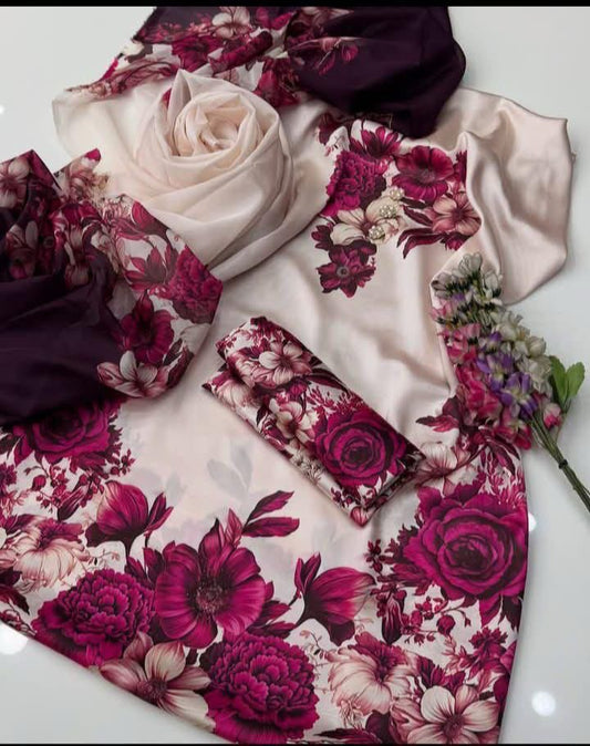 Shamoze Silk Digital Tye ‘N’ Dye 3pc Unstitched Suit - 17