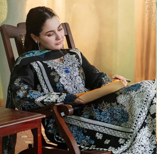 Jade Dhanak with silky wool  shawl 3 Pcs Suit