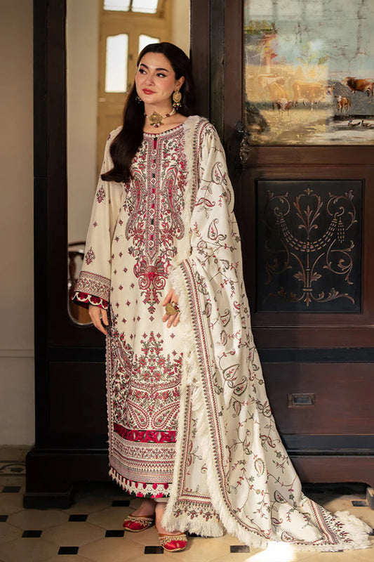 ASIM JOFA-3PC DHANAK SEQUENCE EMBROIDERED SHIRT WITH DHANAK EMBROIDERED SHAWL & DHANAK