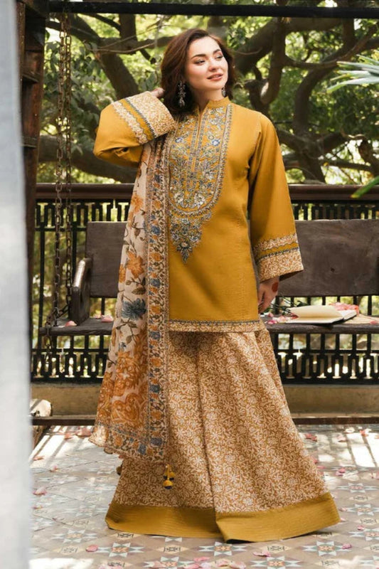 Sapphire- Embroidered Dhanak Suit 3pc