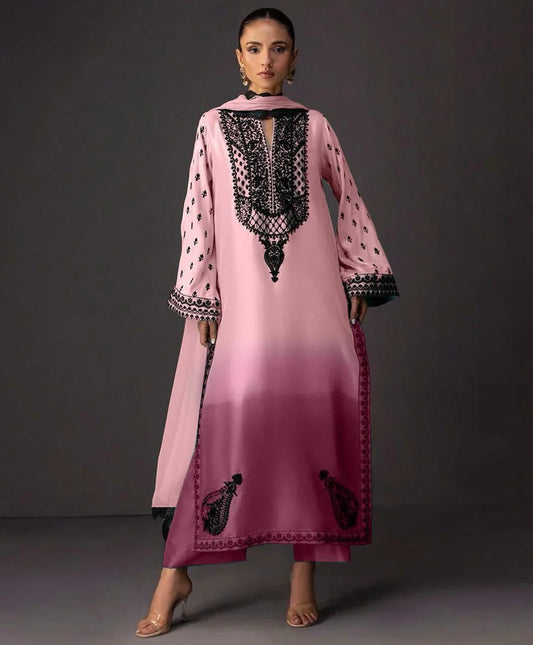 Shamoze Silk Digital Tye ‘N’ Dye 3pc Unstitched Suit -09