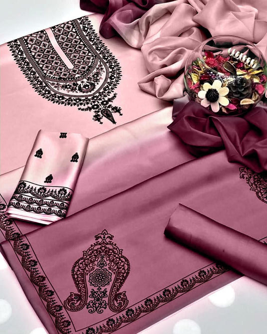 Shamoze Silk Digital Tye ‘N’ Dye 3pc Unstitched Suit -09