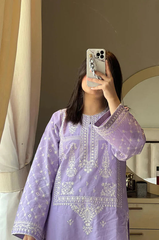 URGE-2PC DHANAK EMBROIDERED SHIRT AND EMBROIDRED SLEEVES