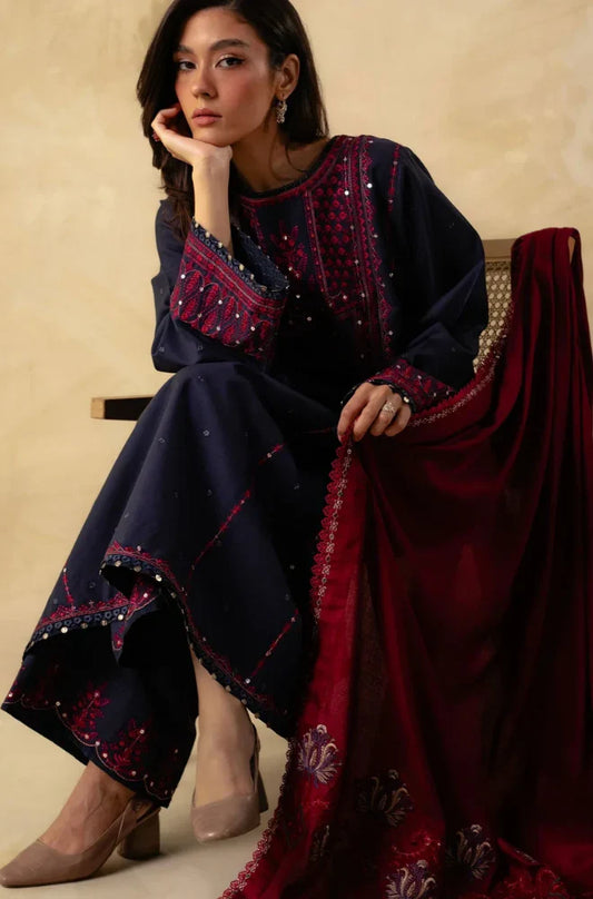ZARA SHAHJAHAN DHANAK UNSTITCHED EMB 3PC