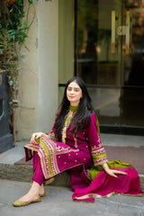 OMAL LINEN UNSTITCHED EMB 3PC