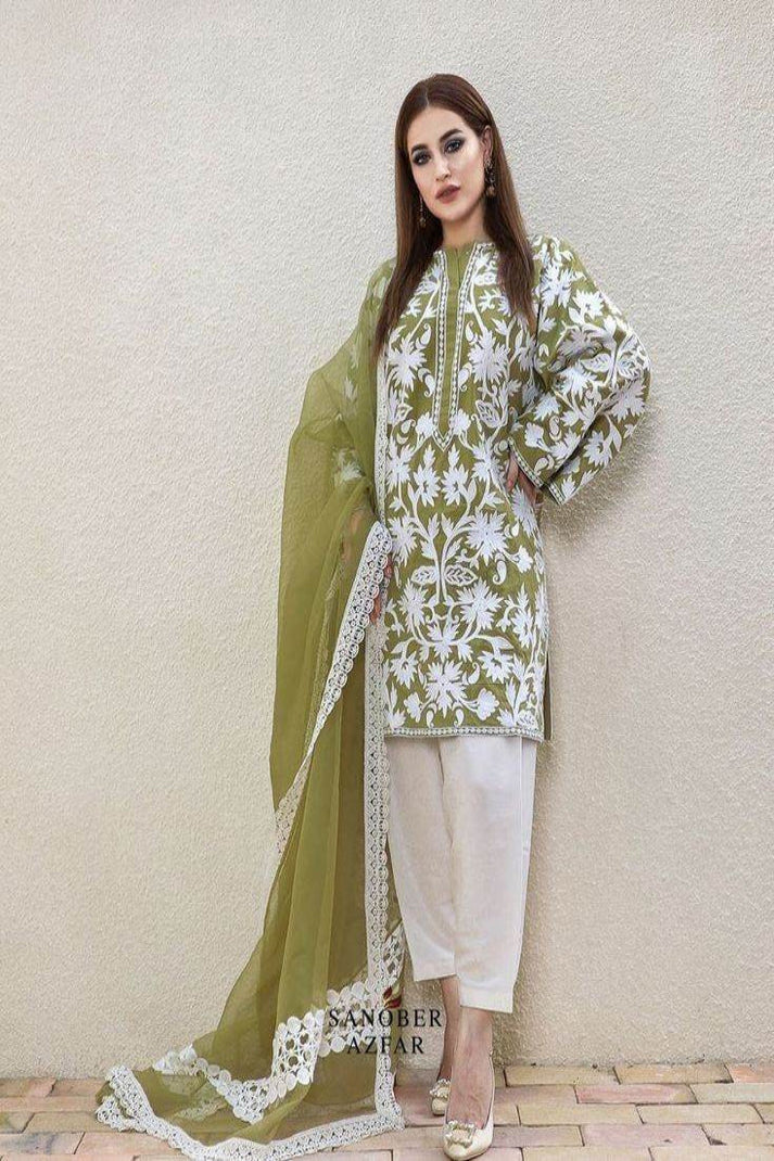 AGHA NOOR LINEN UNSTITCHED EMB 3PC