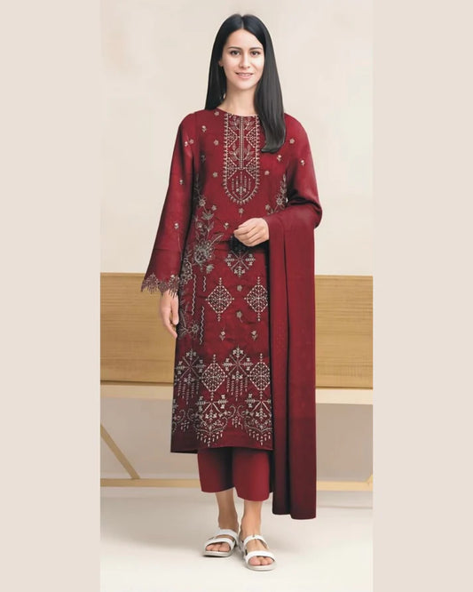 MIRAAL VOL#1 DHANAK UNSTITCHED EMB 3PC