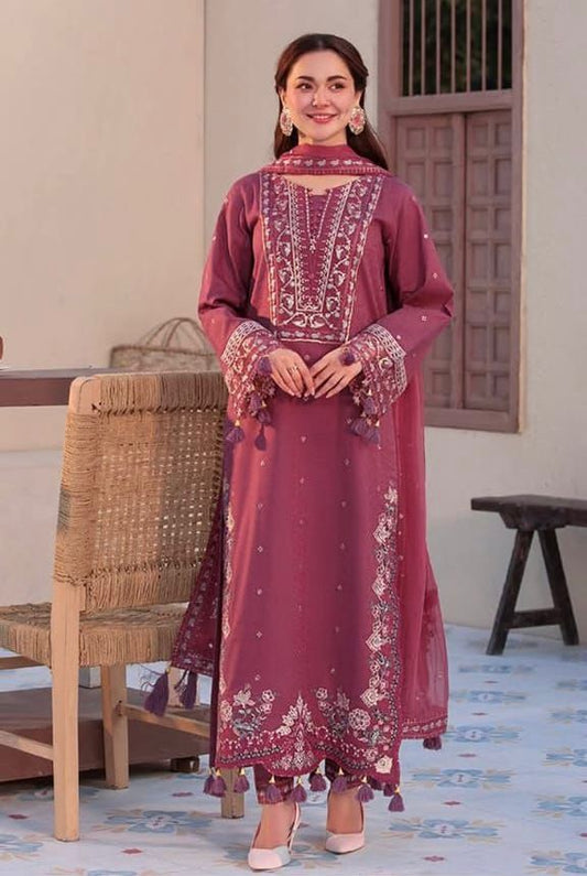 QALAMKAR DHANAK UNSTITCHED EMB 3PC