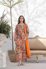 BAROQUE LAWN PRINTED UNSTICH 3PC