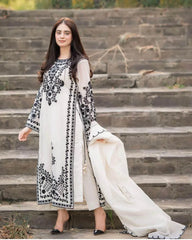 AGHA NOOR LAWN LUXURY UNSTICH EMB 3PC