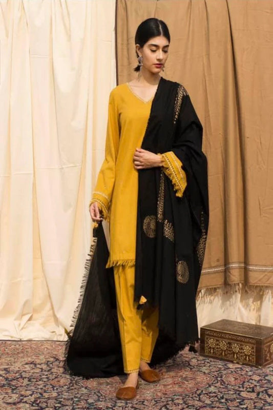 ASLING DHANAK UNSTITCHED EMB 3PC