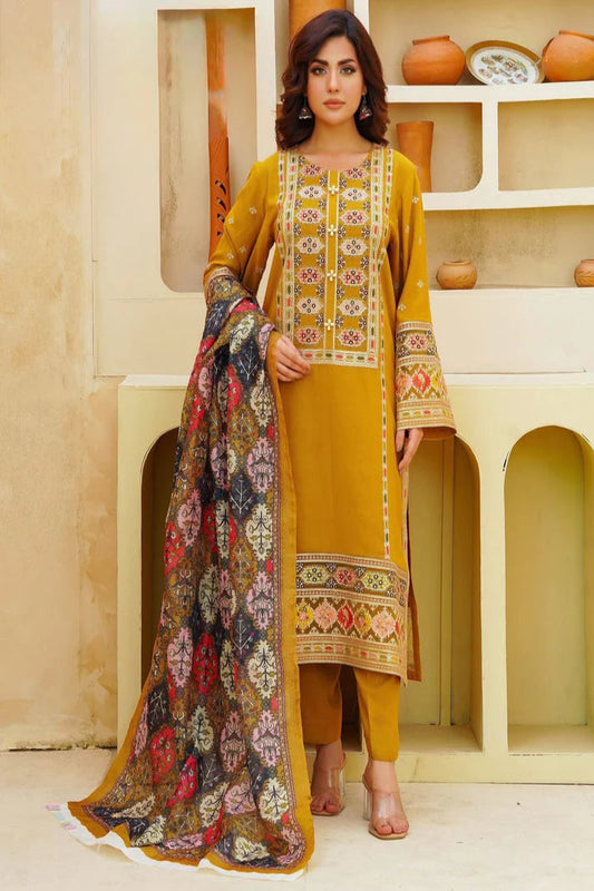ANEELAS DHANAK UNSTITCHED EMB 3PC