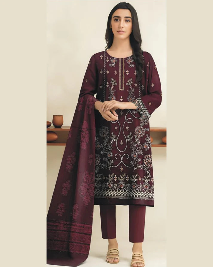MIRAAL VOL#2 DHANAK UNSTITCHED EMB 3PC