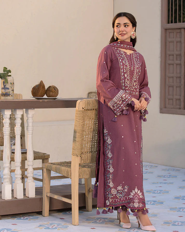 QALAMKAR DHANAK UNSTITCHED EMB 3PC
