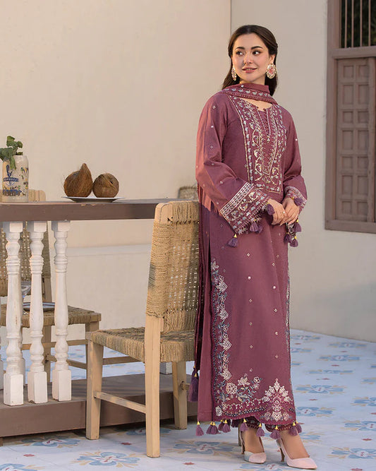 QALAMKAR DHANAK UNSTITCHED EMB 3PC