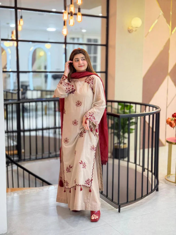 UMZAY DHANAK LUXURY UNSTITCHED EMB 3PC