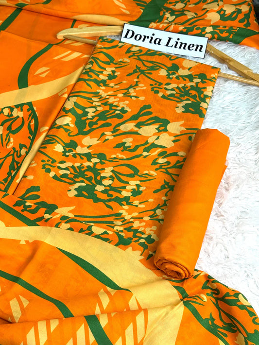 Doria Linen Printed 3pc D-02
