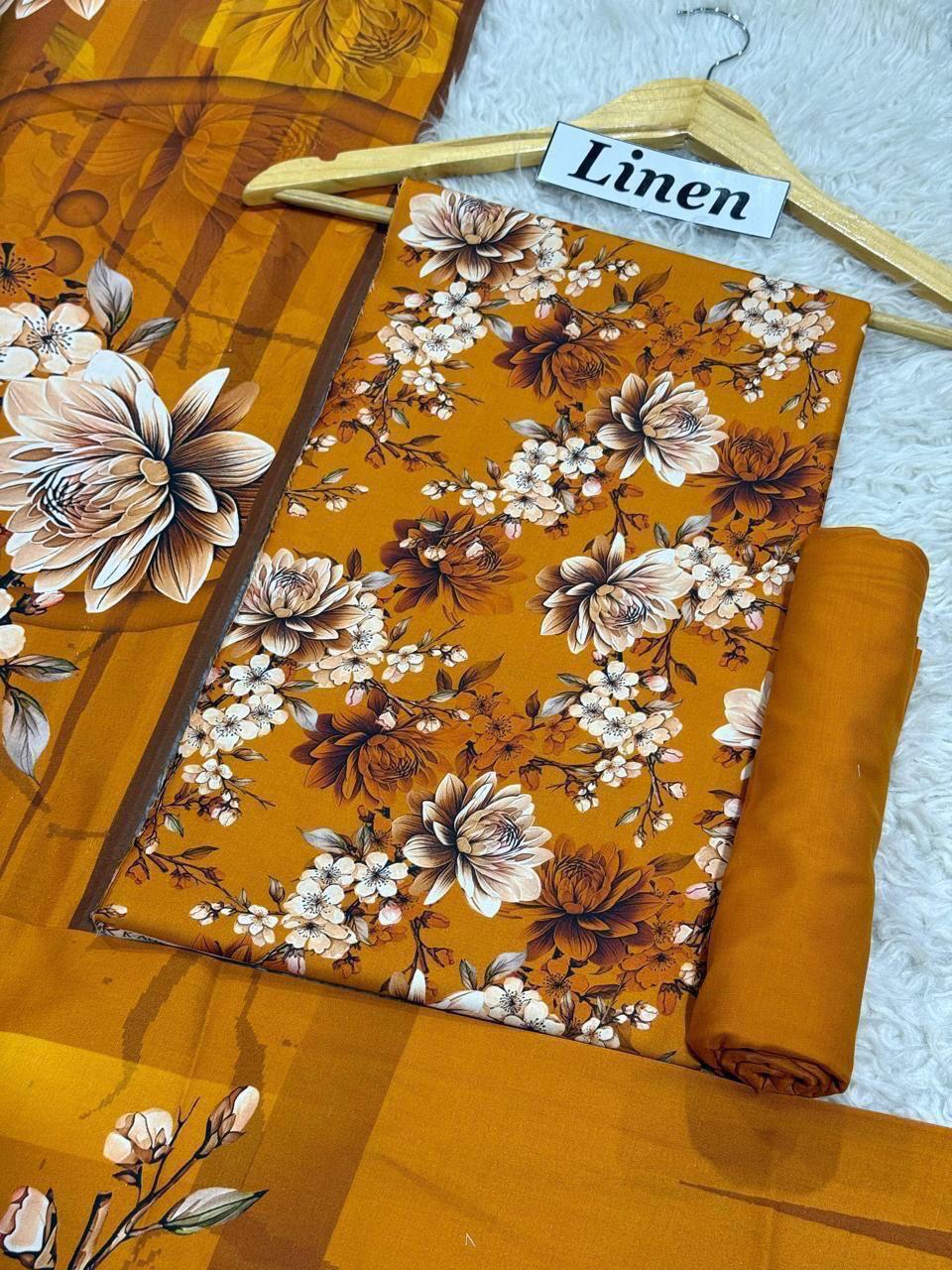 Linen Printed 3pc D-08