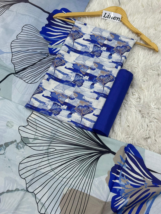Linen Printed 3pc D-07