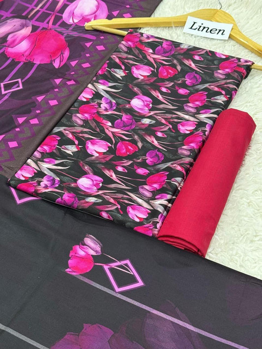 Linen Printed 3pc D-04