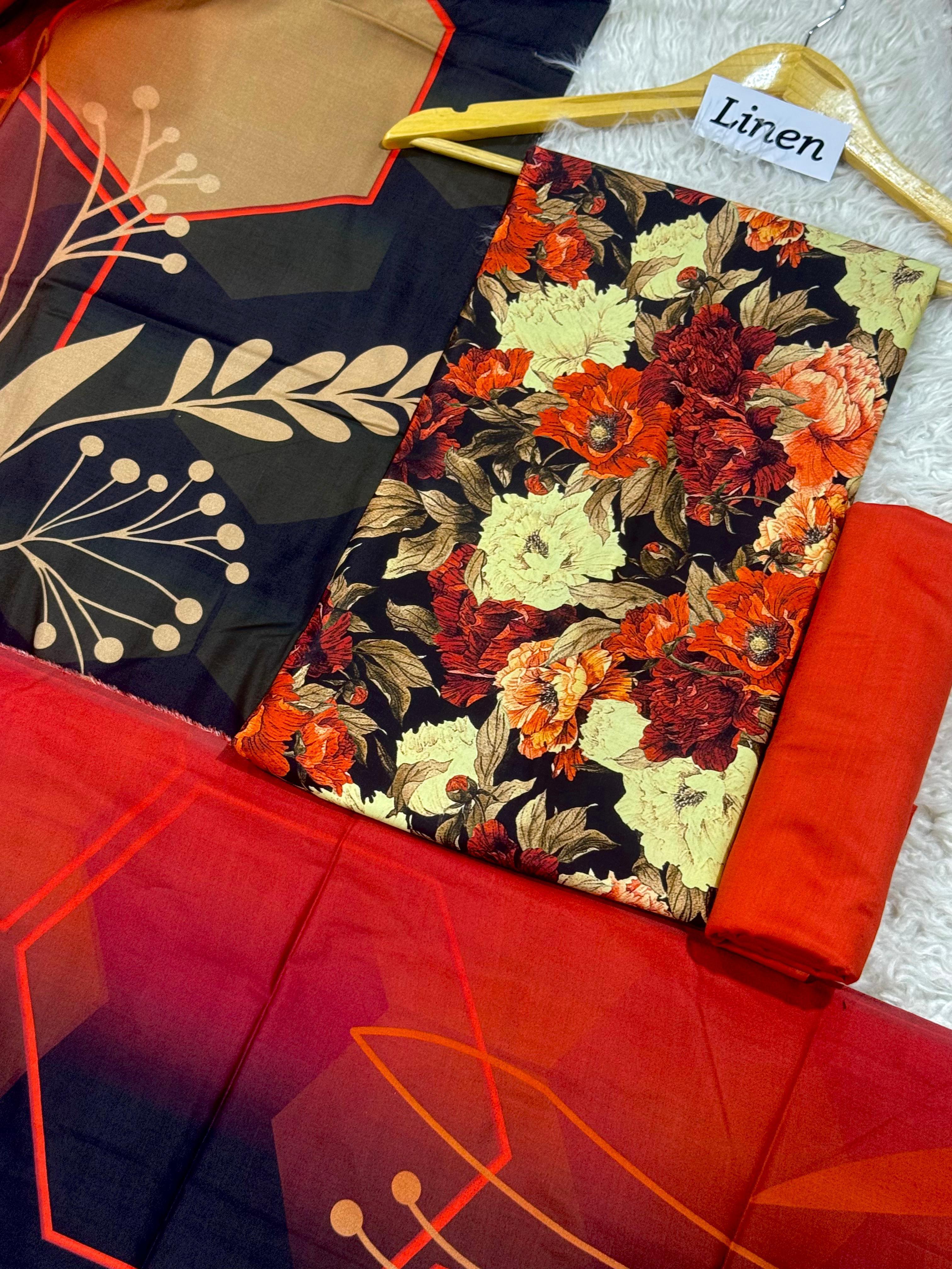 Linen Printed 3pc D-05