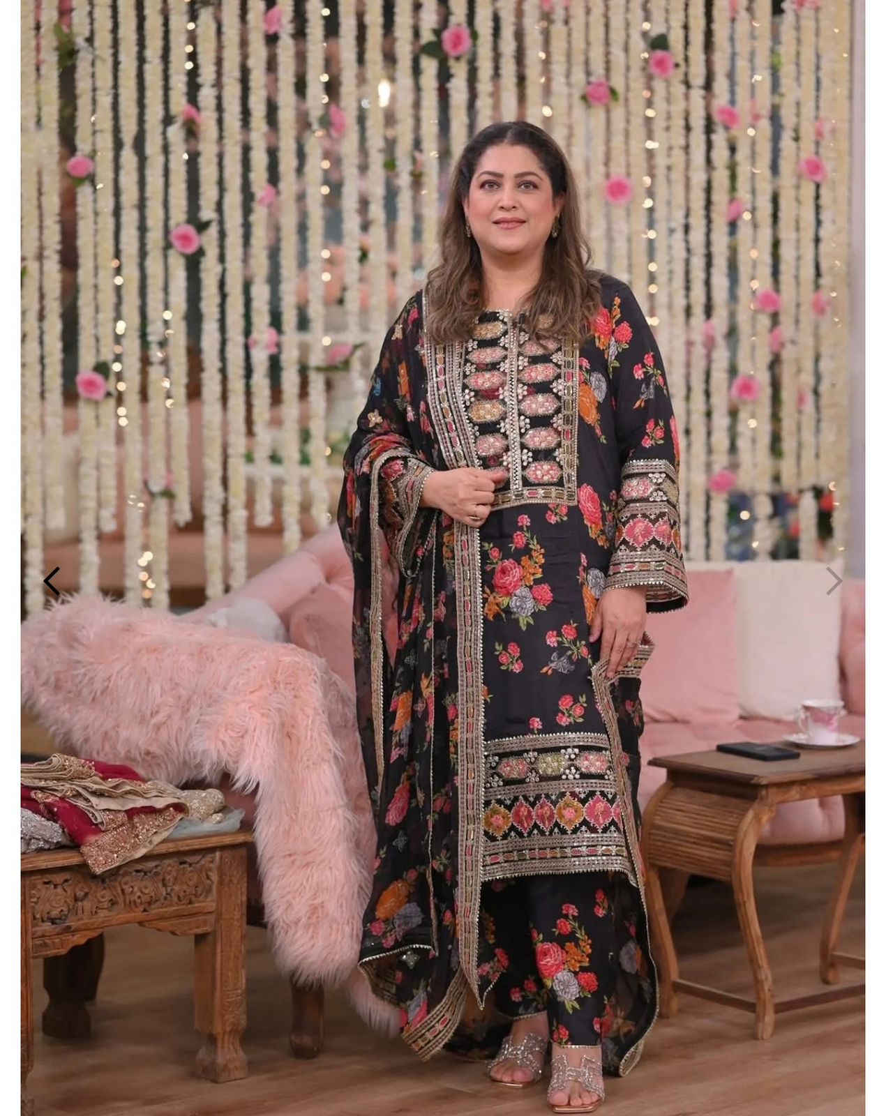 Aneelas Silk Embroidered Unstitched 3 Pcs Dress